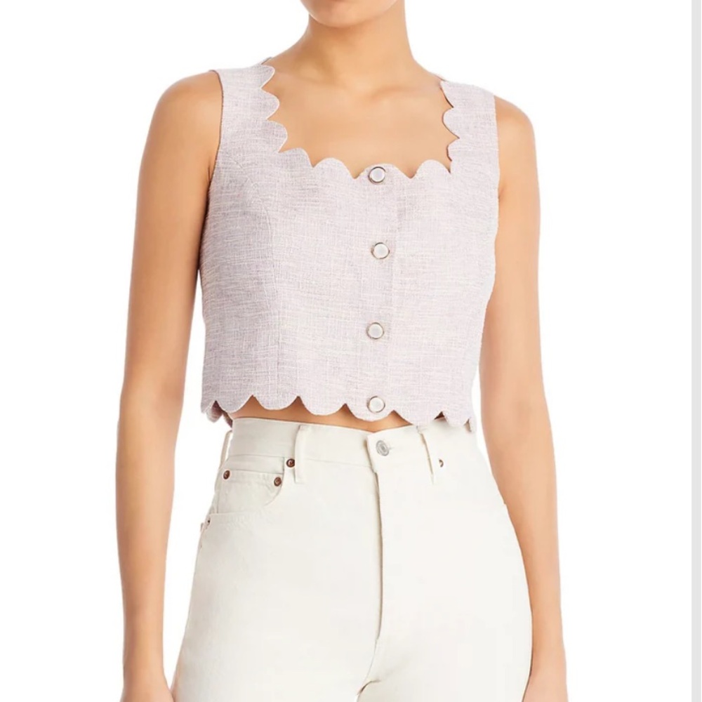 NWT AQUA Tweed Scalloped Crop Top Size M